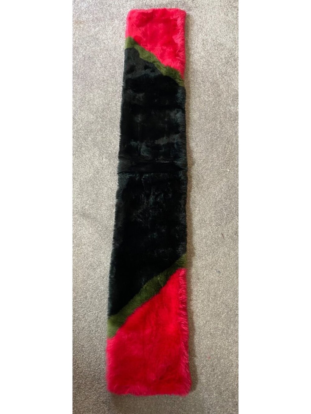 Ann Taylor Faux Fur Colorblock Scarf Stole In Black Pink & Green